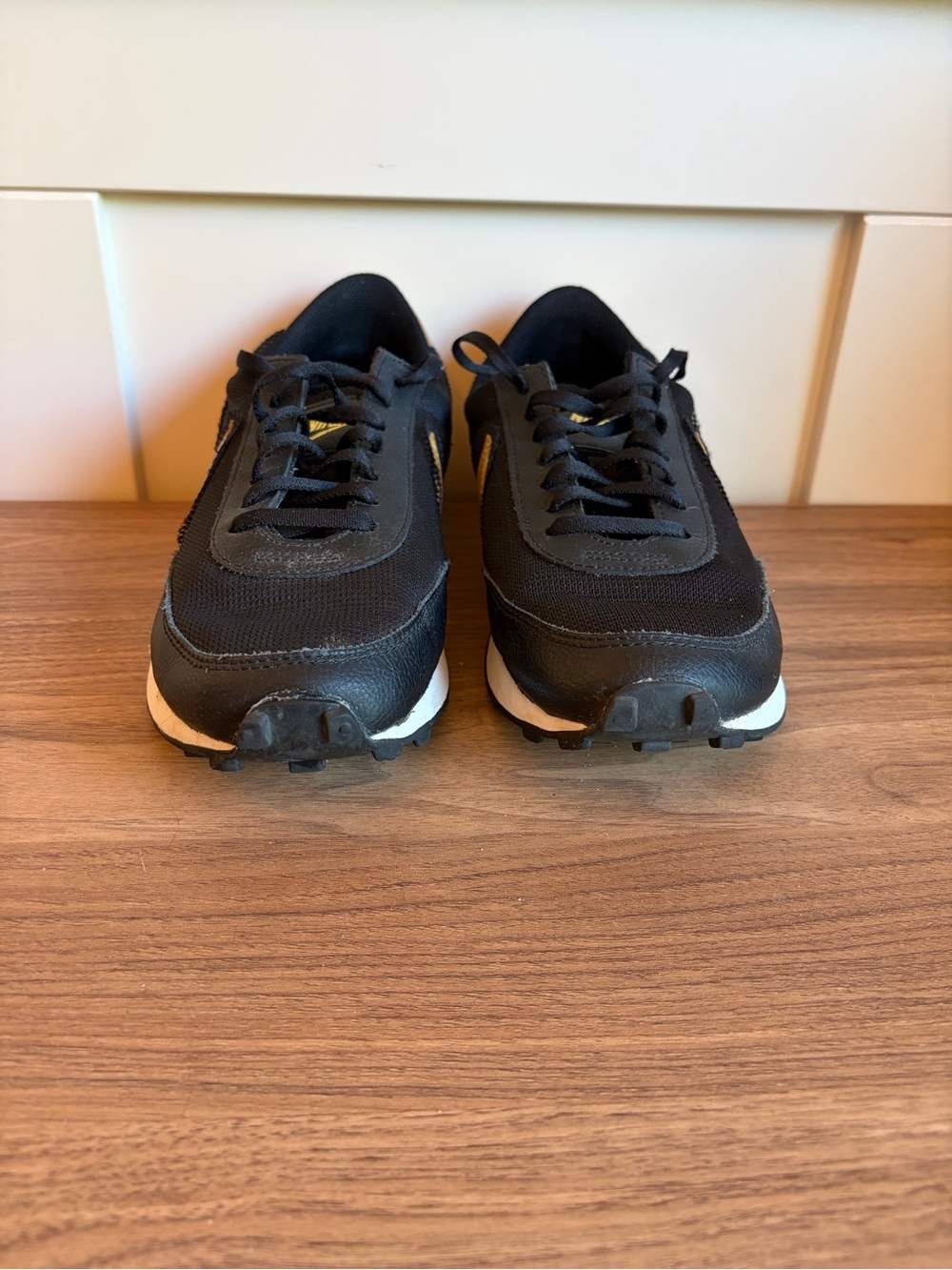 Nike Black with Gold Swoosh Retro Runner Sneakers - Picture 2 of 5
